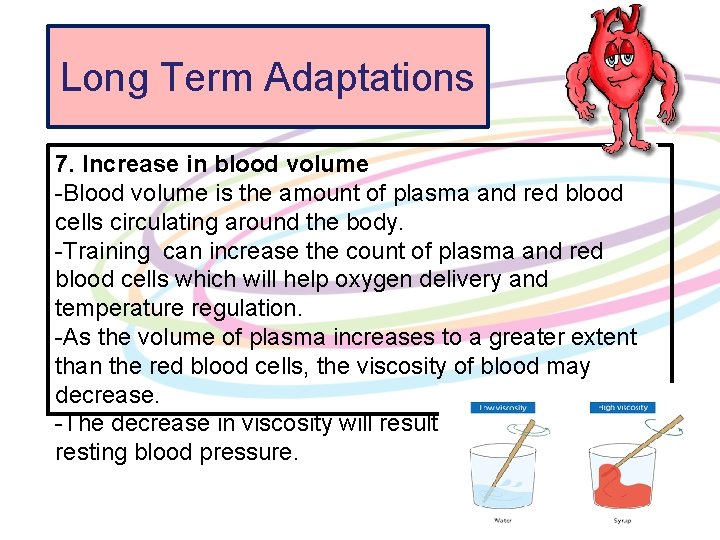 Long Term Adaptations 7. Increase in blood volume -Blood volume is the amount of
