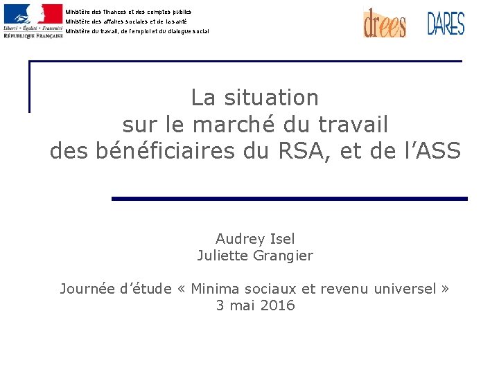 Ministère des finances et des comptes publics Ministère des affaires sociales et de la