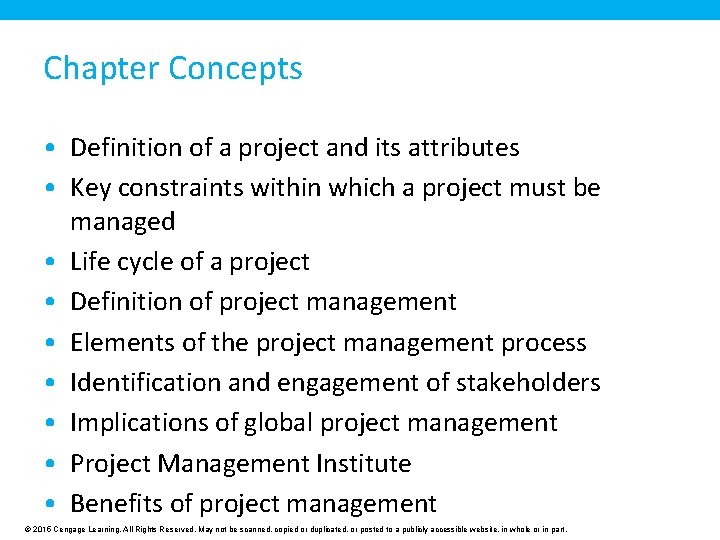 Chapter Concepts • Definition of a project and its attributes • Key constraints within Chapter Concepts • Definition of a project and its attributes • Key constraints within