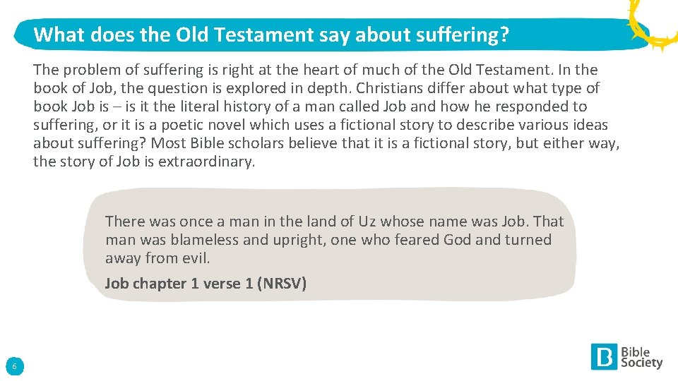 What does the Old Testament say about suffering? The problem of suffering is right