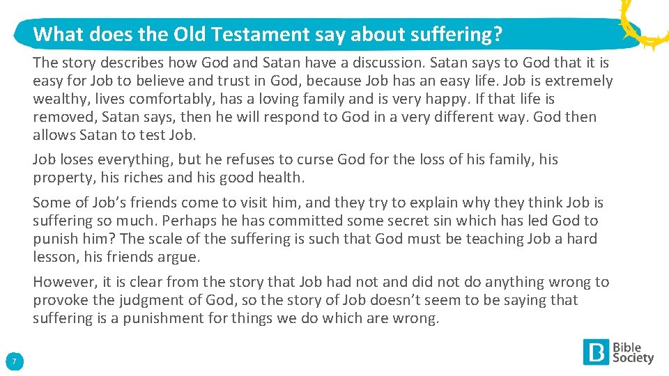 What does the Old Testament say about suffering? The story describes how God and