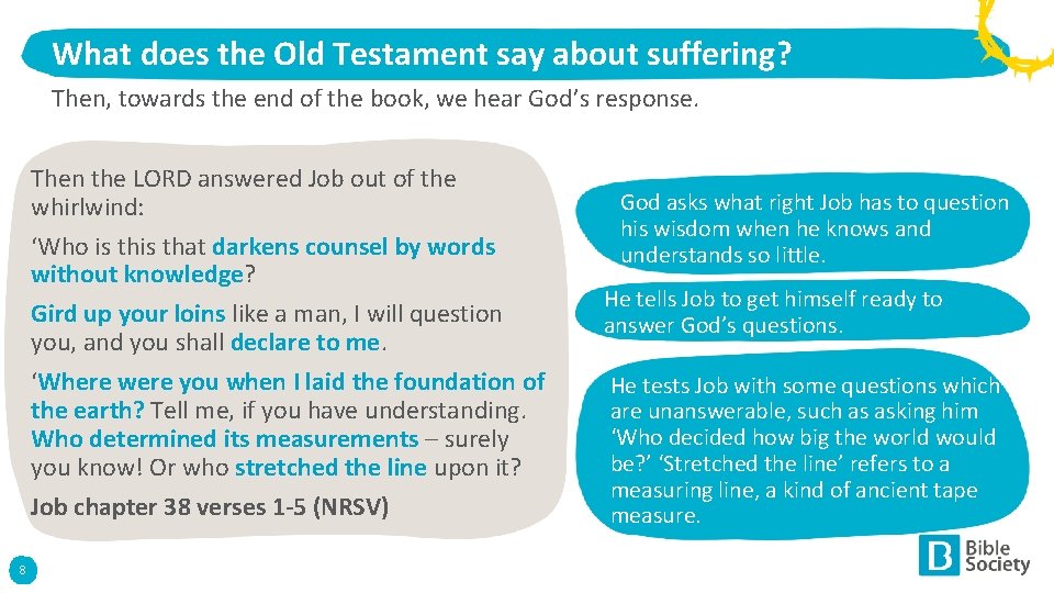 What does the Old Testament say about suffering? Then, towards the end of the