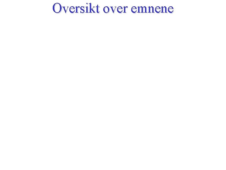 Oversikt over emnene 