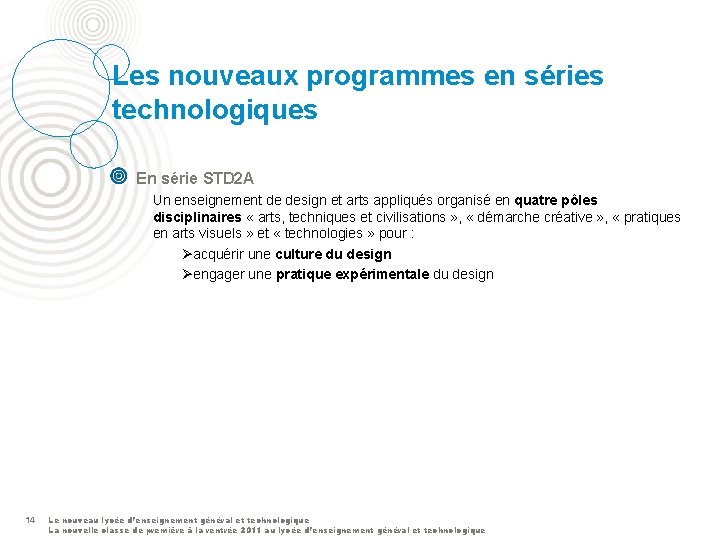 Les nouveaux programmes en séries technologiques En série STD 2 A Un enseignement de