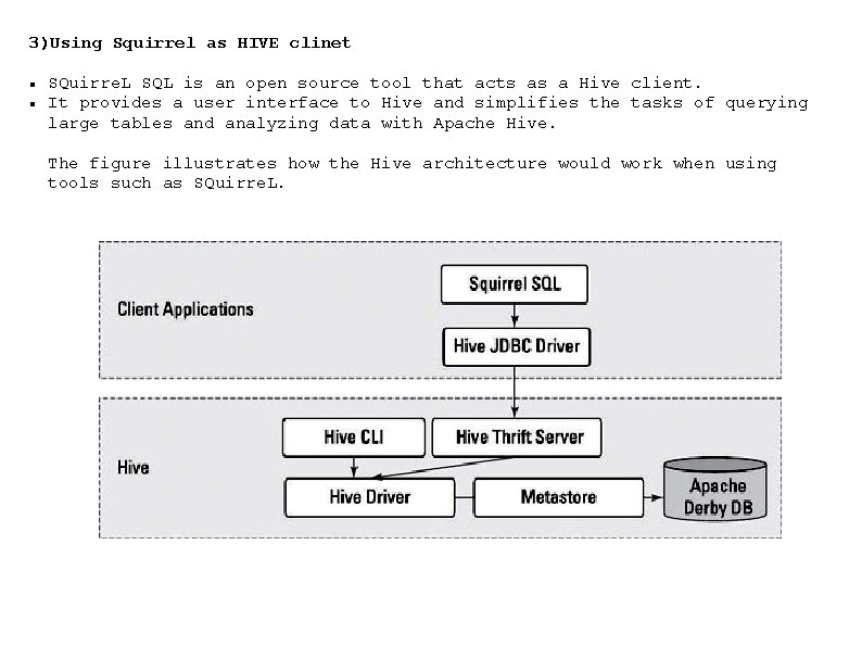 3)Using Squirrel as HIVE clinet SQuirre. L SQL is an open source tool that