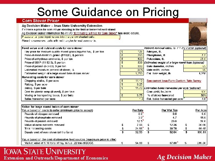 Some Guidance on Pricing Extension and Outreach/Department of Economics 