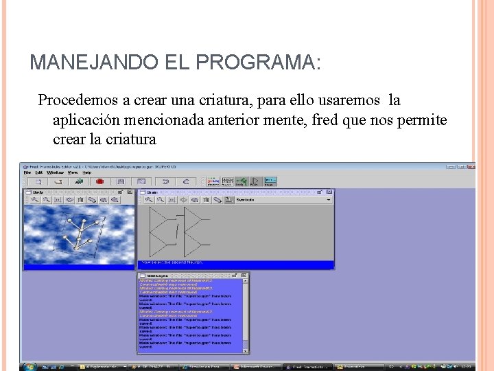 MANEJANDO EL PROGRAMA: Procedemos a crear una criatura, para ello usaremos la aplicación mencionada