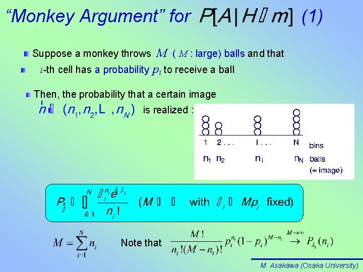 “Monkey Argument” for (1) M ( M : large) balls and that i-th cell