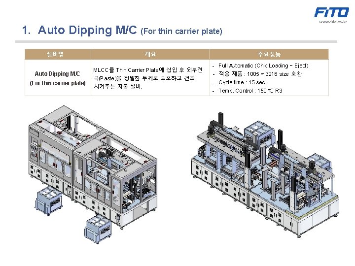 www. fito. co. kr 1. Auto Dipping M/C (For thin carrier plate) 설비명 Auto