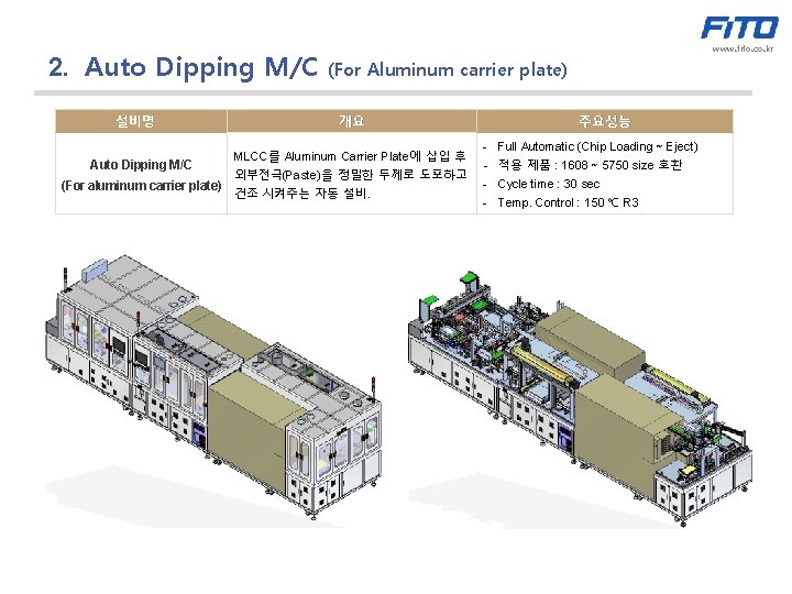 2. Auto Dipping M/C 설비명 Auto Dipping M/C (For aluminum carrier plate) www. fito.