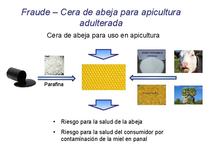 Fraude – Cera de abeja para apicultura adulterada Cera de abeja para uso en