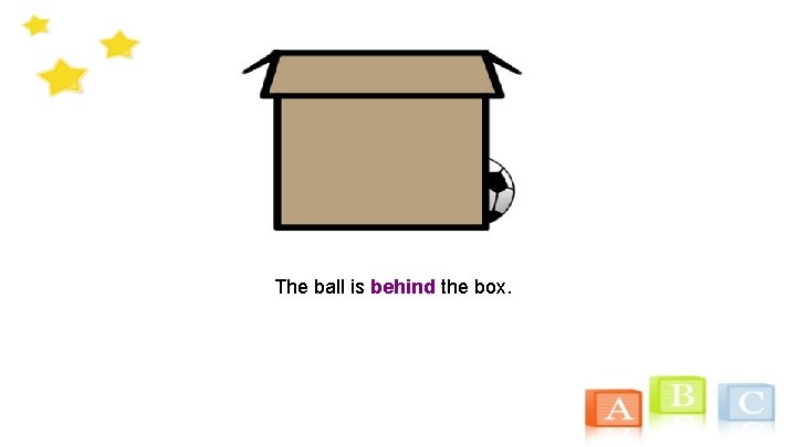 The ball is behind the box. 