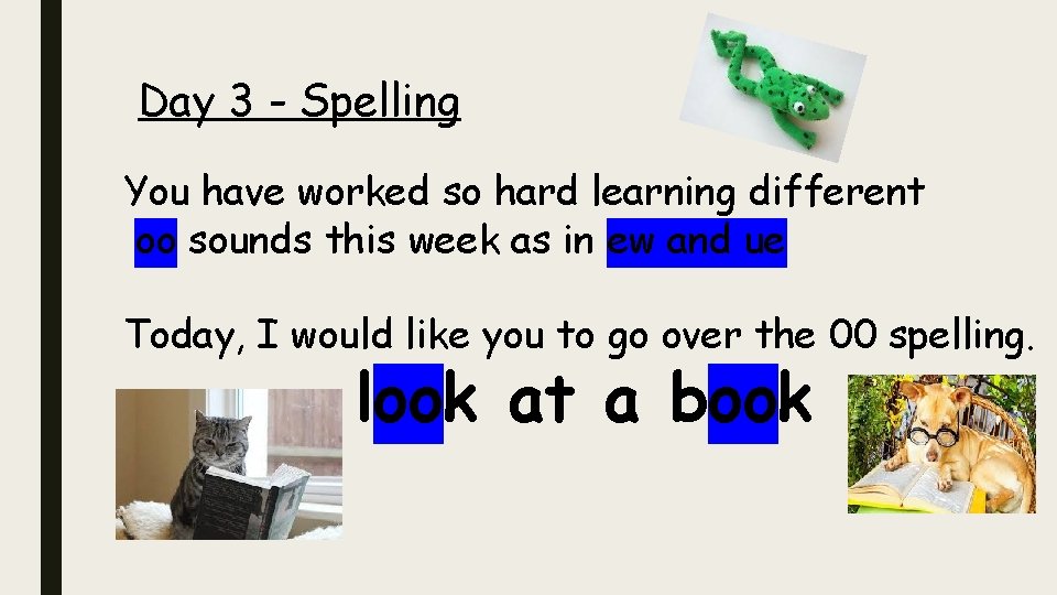 Day 3 - Spelling You have worked so hard learning different oo sounds this