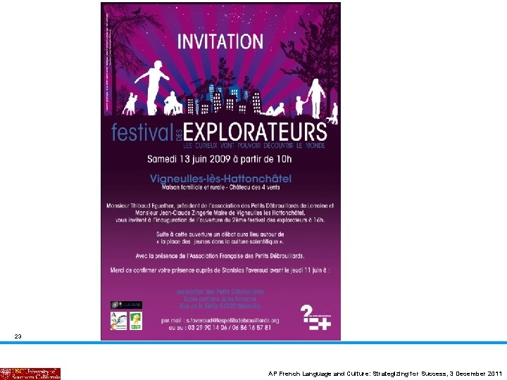 23 AP French Language and Culture: Strategizing for Success, 3 December 2011 