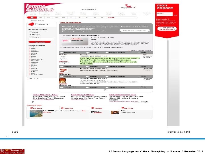 42 AP French Language and Culture: Strategizing for Success, 3 December 2011 