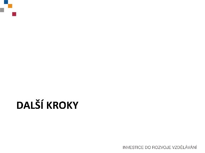 DALŠÍ KROKY 