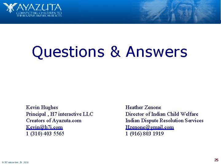 Questions & Answers Kevin Hughes Principal , H 7 interactive LLC Creators of Ayazuta.