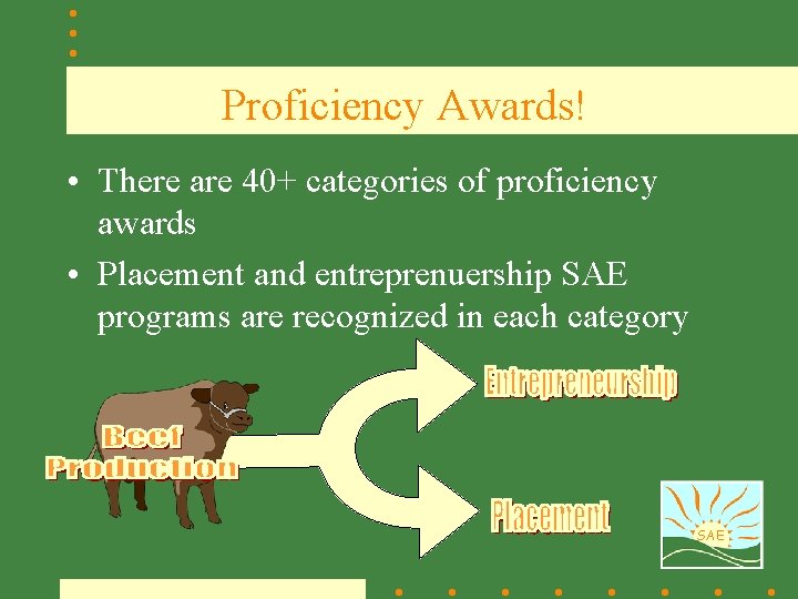 Proficiency Awards! • There are 40+ categories of proficiency awards • Placement and entreprenuership