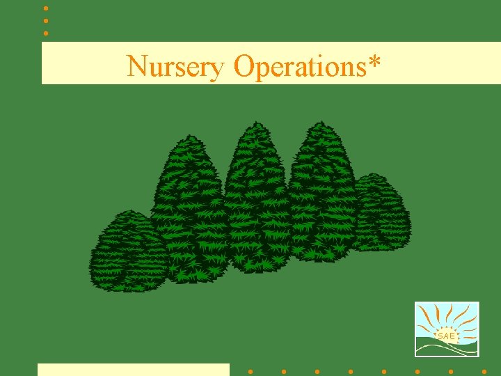 Nursery Operations* SAE 