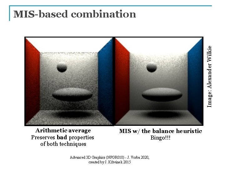 Image: Alexander Wilkie MIS-based combination Arithmetic average Preserves bad properties of both techniques MIS