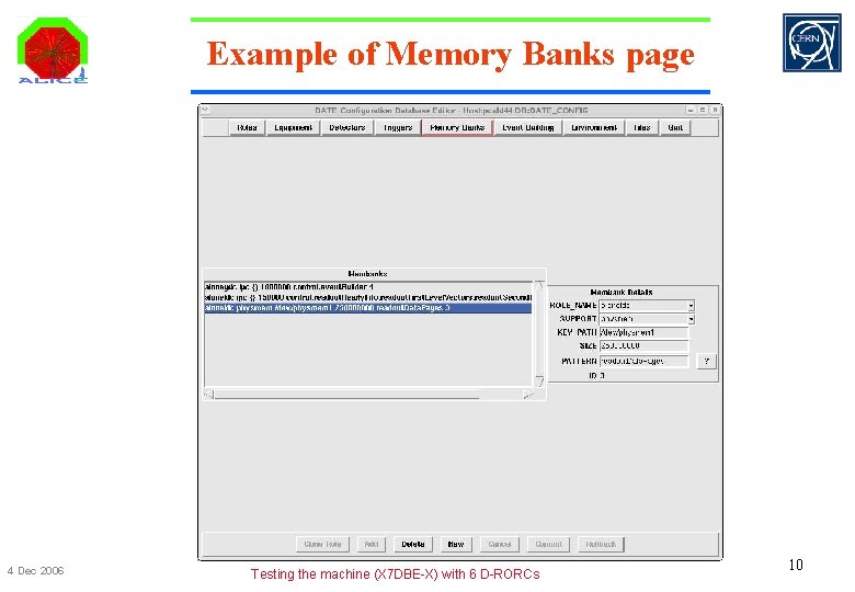 Example of Memory Banks page 4 Dec 2006 Testing the machine (X 7 DBE-X)