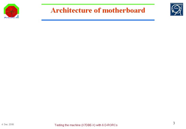 Architecture of motherboard 4 Dec 2006 Testing the machine (X 7 DBE-X) with 6