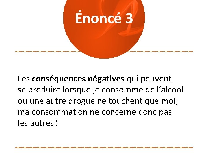 Énoncé 3 Les conséquences négatives qui peuvent se produire lorsque je consomme de l’alcool