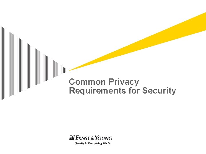 Common Privacy Requirements for Security 