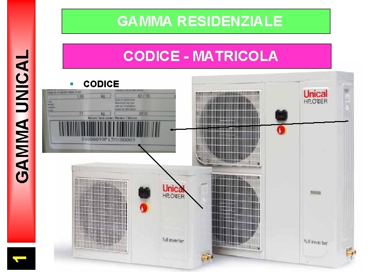 1 GAMMA UNICAL GAMMA RESIDENZIALE CODICE - MATRICOLA § CODICE 