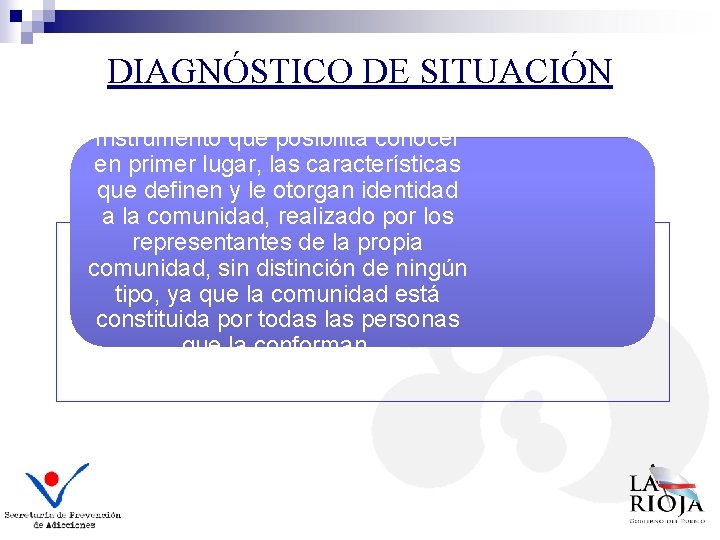 DIAGNÓSTICO DE SITUACIÓN Instrumento que posibilita conocer en primer lugar, las características que definen