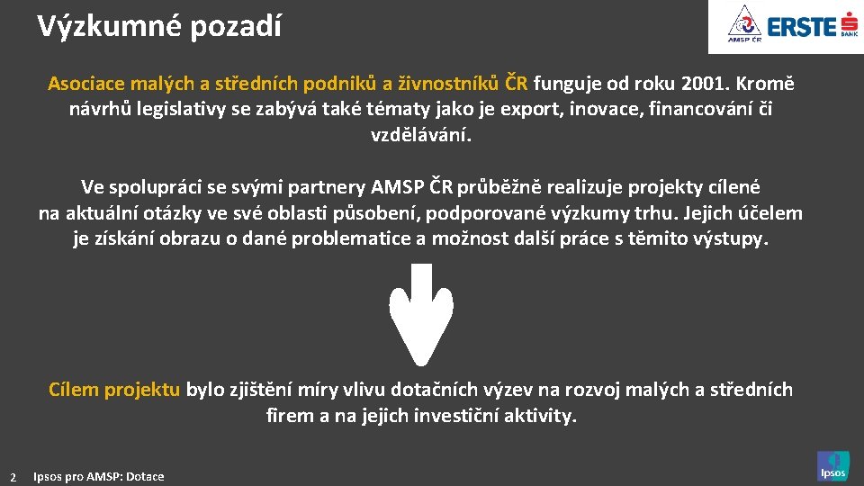 Výzkumné pozadí Asociace malých a středních podniků a živnostníků ČR funguje od roku 2001.