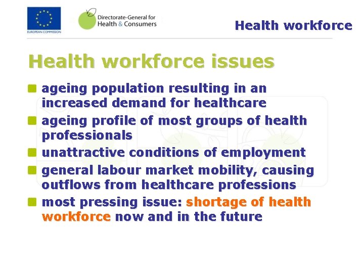 Health workforce issues ageing population resulting in an increased demand for healthcare ageing profile