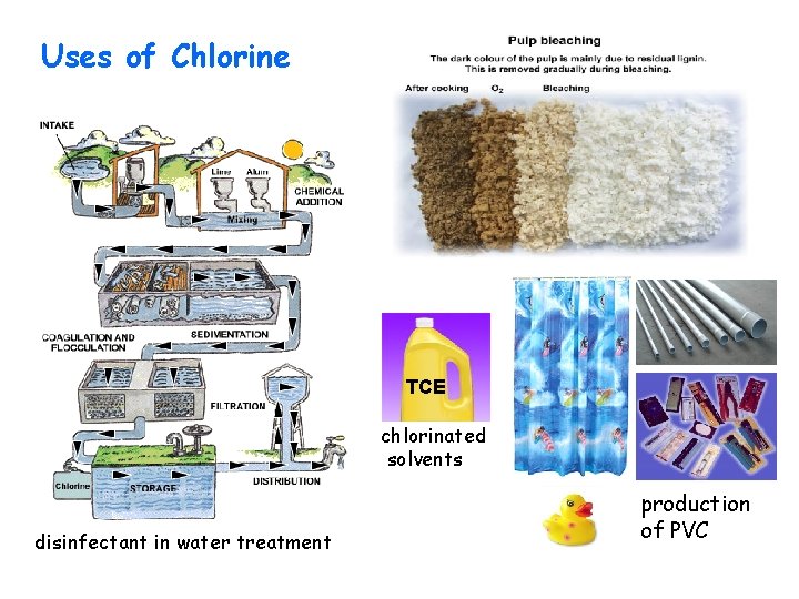 Uses of Chlorine TCE chlorinated solvents disinfectant in water treatment production of PVC 