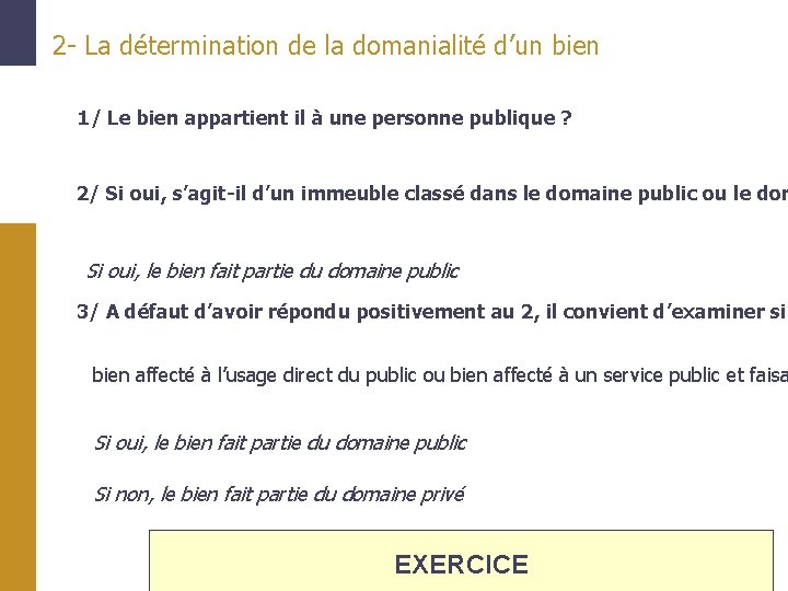 2 - La détermination de la domanialité d’un bien 1/ Le bien appartient il