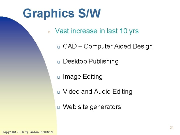 Graphics S/W n Vast increase in last 10 yrs u CAD – Computer Aided