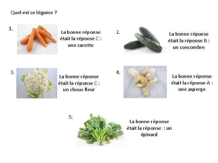 Quel est ce légume ? 1. 3. La bonne réponse était la réponse C