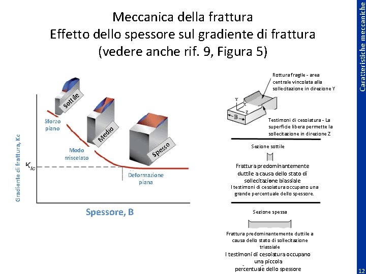 Rottura fragile - area centrale vincolata alla sollecitazione in direzione Y le Caratteristiche meccaniche