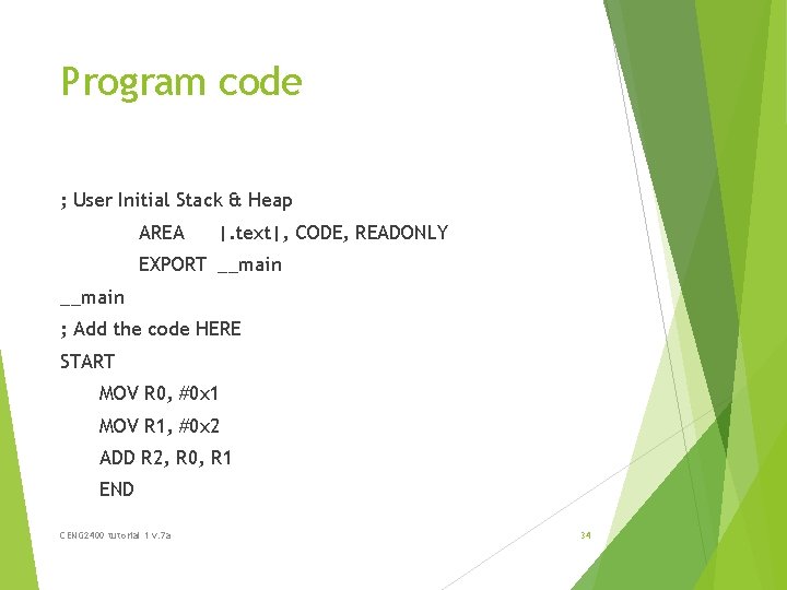 Program code ; User Initial Stack & Heap AREA |. text|, CODE, READONLY EXPORT