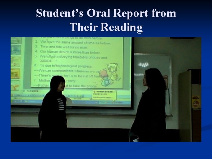 Student’s Oral Report from Their Reading Student’s Oral Report from Their Reading