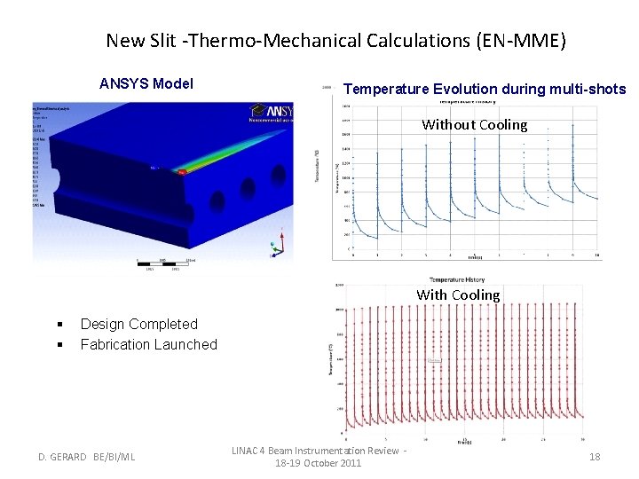 New Slit -Thermo-Mechanical Calculations (EN-MME) ANSYS Model Temperature Evolution during multi-shots Without Cooling With