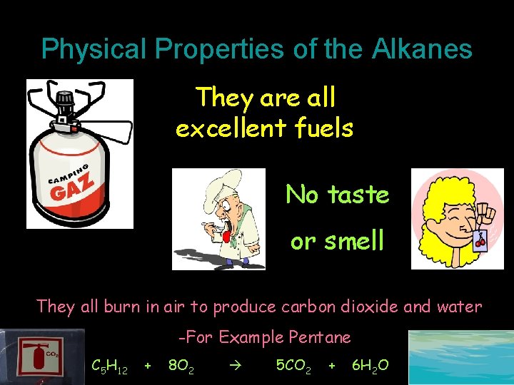 Physical Properties of the Alkanes They are all excellent fuels No taste or smell