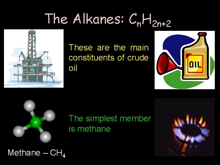 The Alkanes: Cn. H 2 n+2 These are the main constituents of crude oil