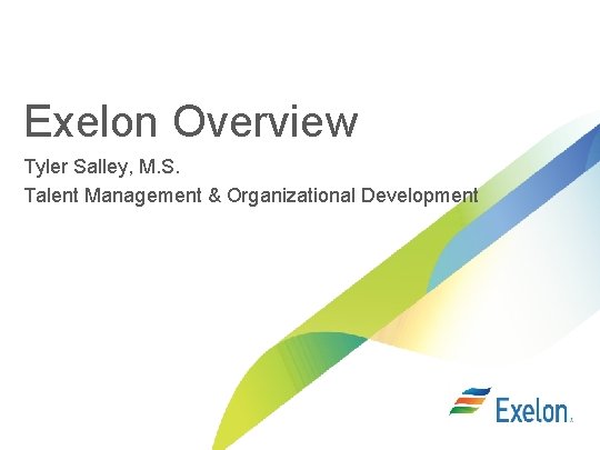 Exelon Overview Tyler Salley, M. S. Talent Management & Organizational Development 