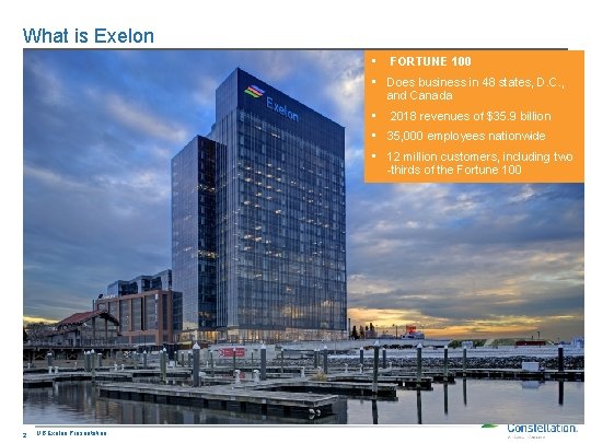 What is Exelon • FORTUNE 100 • Does business in 48 states, D. C.