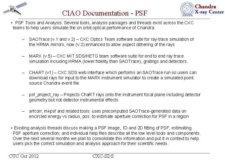 CIAO Documentation - PSF • PSF Tools and Analysis: Several tools, analysis packages and