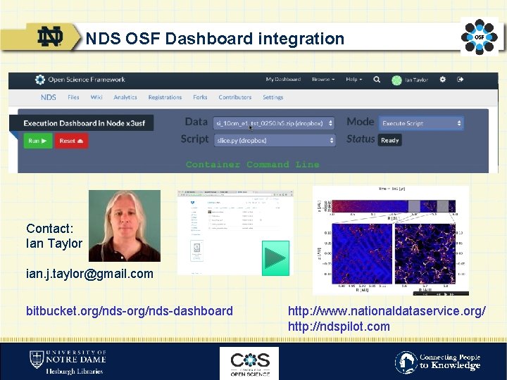 NDS OSF Dashboard integration Contact: Ian Taylor ian. j. taylor@gmail. com bitbucket. org/nds-dashboard http: