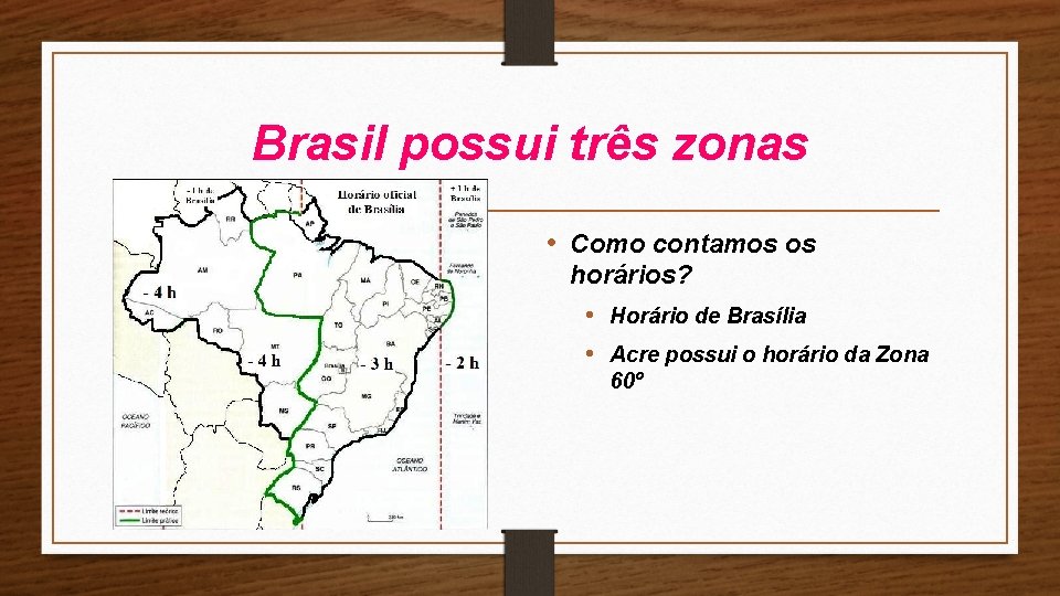Brasil possui três zonas • Como contamos os horários? • Horário de Brasília •