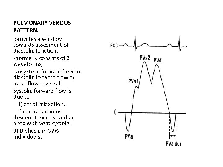 PULMONARY VENOUS PATTERN. -provides a window towards assesment of diastolic function. -normally consists of
