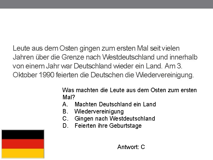 Leute aus dem Osten gingen zum ersten Mal seit vielen Jahren über die Grenze