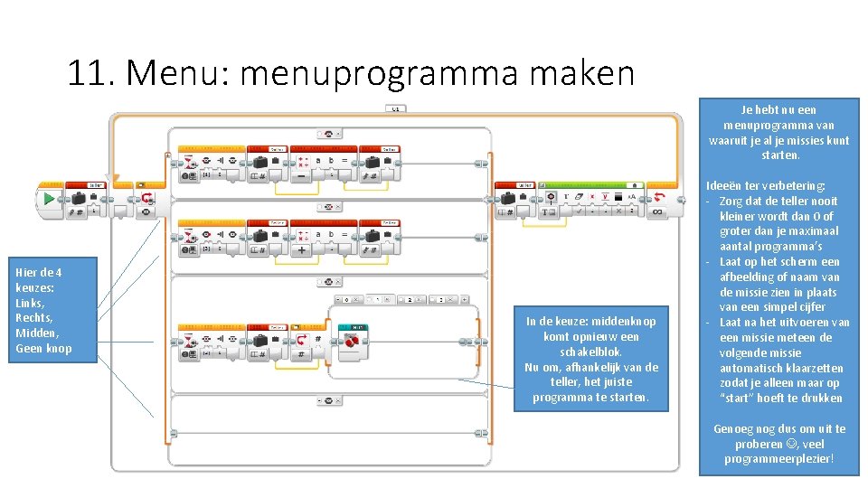 11. Menu: menuprogramma maken Je hebt nu een menuprogramma van waaruit je al je
